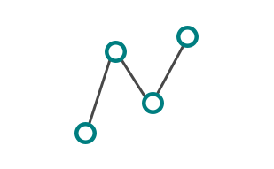 Icon connecting four teal dots with black lines.