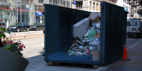 Roll Off Dumpster Filled with Trash.