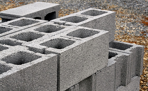 stacks of concrete blocks.