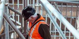 construction worker wearing a hardhat