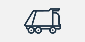 Blue trash truck icon.
