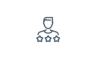 Three stars under the cartoon image of a person.