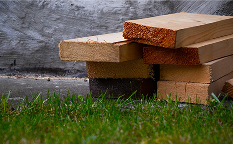 Lumber awaiting curbside pickup