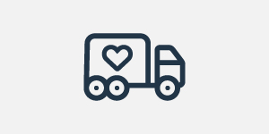 Donation center truck icon.