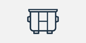 Blue dumpster icon.