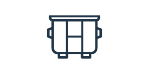 Blue dumpster icon.