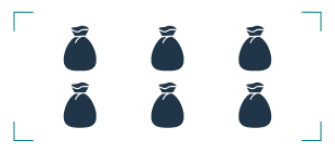 graphic of six trash bags in a rectangle