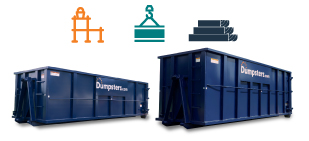 graphic of roll off dumpsters with construction materials