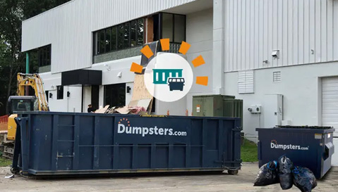Dumpsters.com Dumpster Outside Home