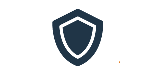 Dark blue, cartoon icon of a shield.