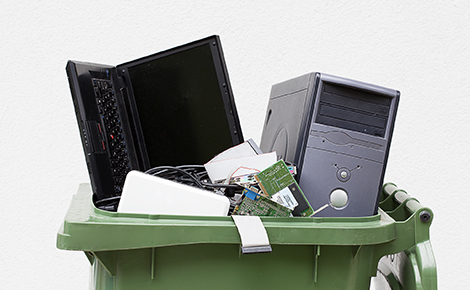 Electronic Waste in a Bin