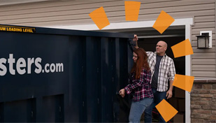 Two People Next to Dumpsters.com Dumpster