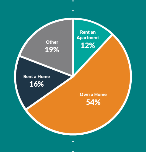 pie chart percentage of flooring projects done by homeowners vs renters