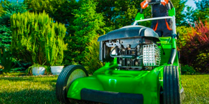 image of a green lawn mower