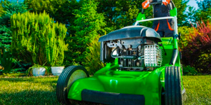 image of a green lawn mower