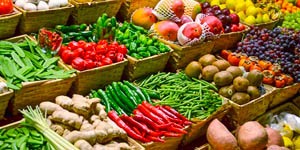 Vegetables on display.