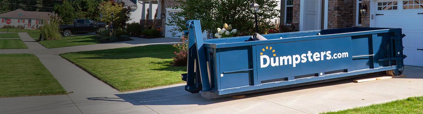 15 yard dumpster in residential driveway