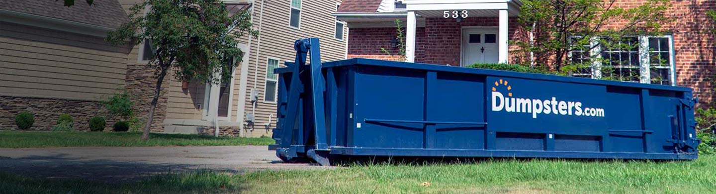 20 yard dumpster in residential driveway
