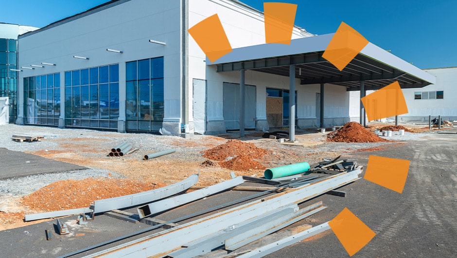  A retail store that’s under construction and nearing completion.