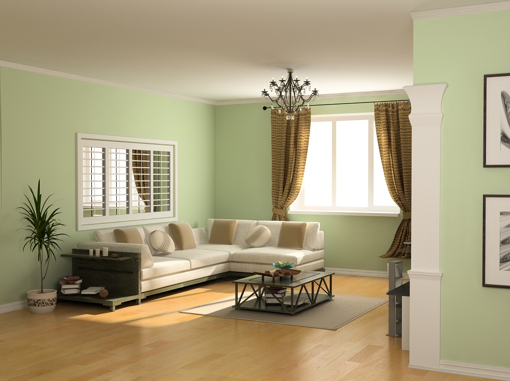 living room green colour combination