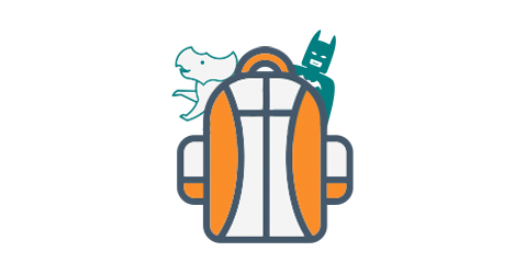Illustration of kids backpack with special toys to have handy when transitioning to new home.