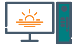 Illustration of decktop computer monitor and hard drive to be packed.