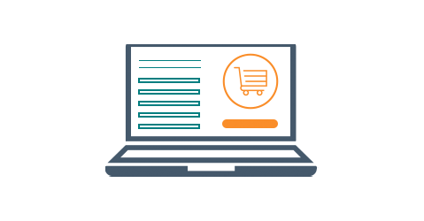 Illustration of laptop with online shopping website autofill address settings.