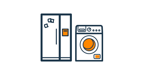 Line art of refrigerator and washing machine appliances that might result in additional charges.