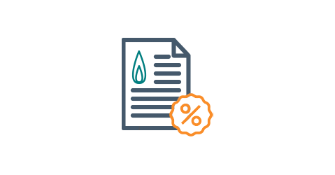 Illustration of gas utility bill with percentage icon for discounts.