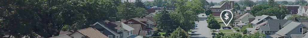 Rooftops in Suburban Neighborhood.