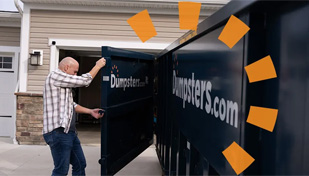 Man Opening Dumpsters.com Dumpster Door