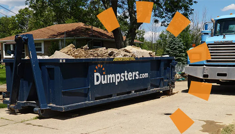 Dumpsters.com Dumpster Filled With Debris