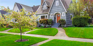 Suburban house with a clean front yard.